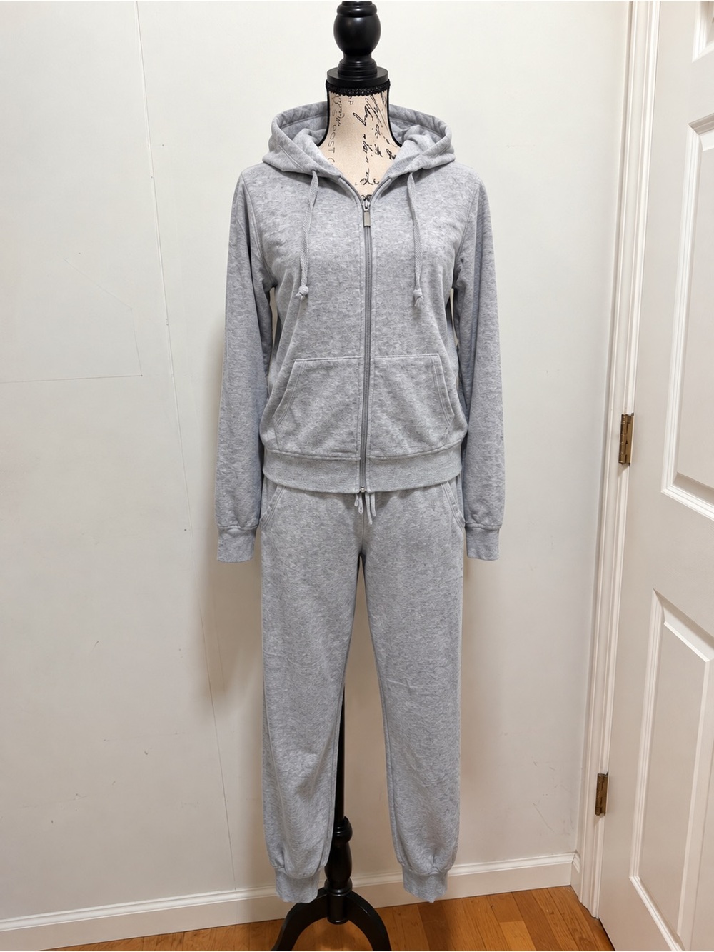 Fashion Nova Light Gray Zip Hoodie & Jogger Set